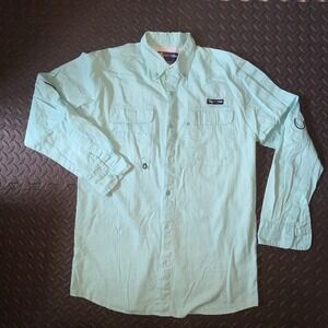 Spicy Tuna Men's Turquoise Vented Nylon Outdoor Fishing Hiking Shirt Size M